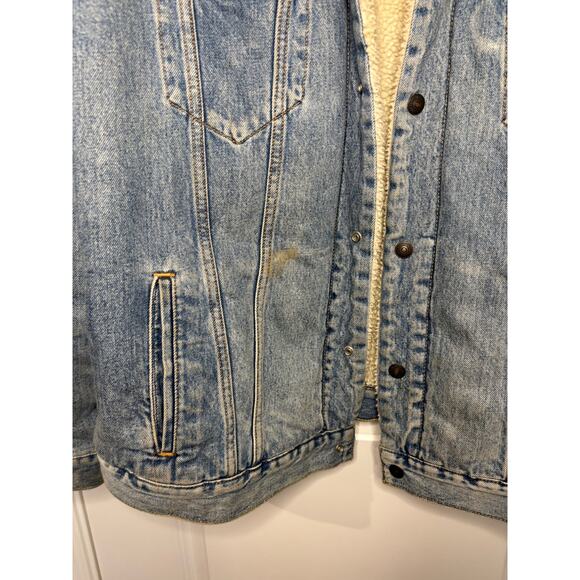 Levi’s Sherpa Trucker Denim Jacket Light Wash Shearling Lined Men’s XXL - Picture 3 of 7